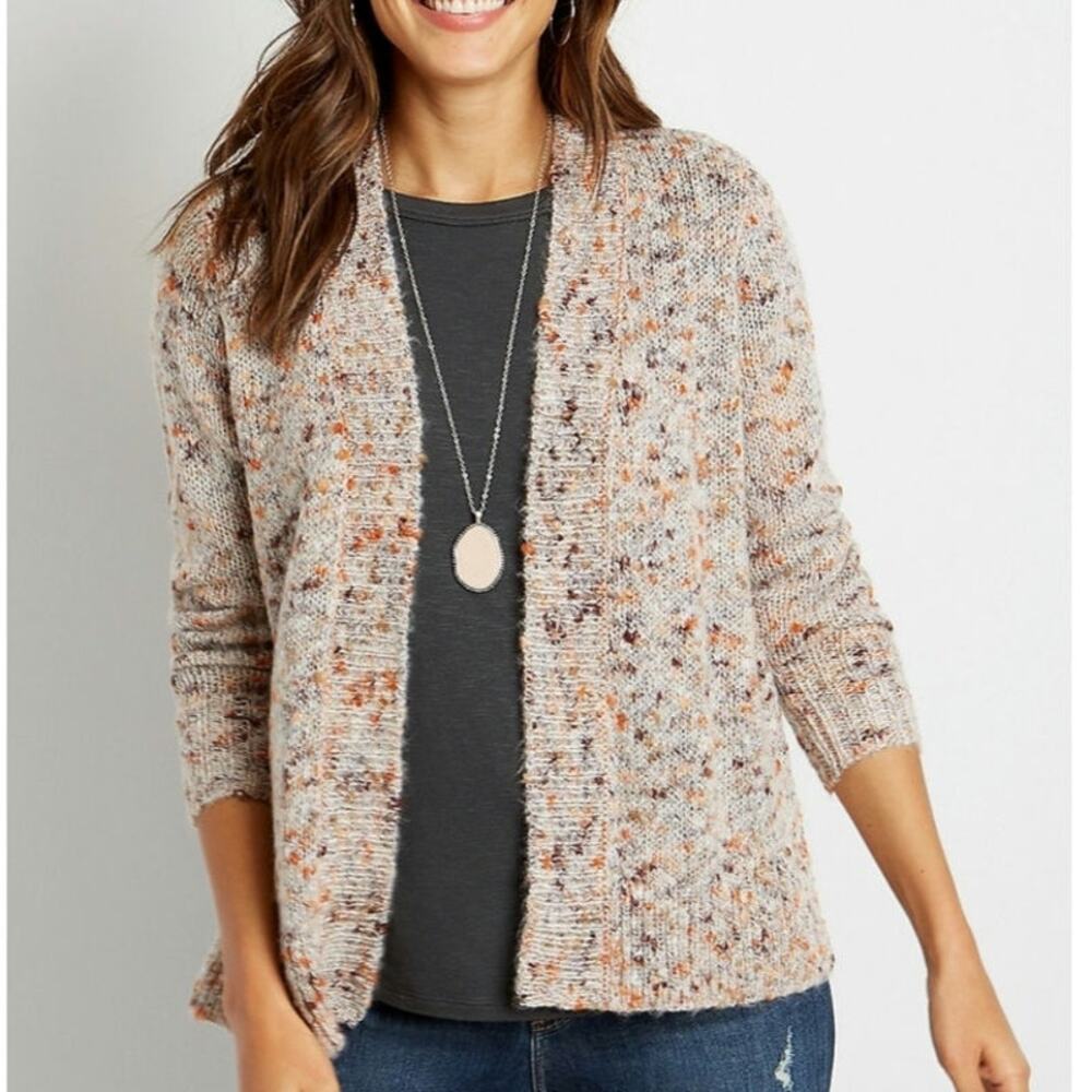 Maurices multi color knit oversized open front cardigan‎ sweater womans size L